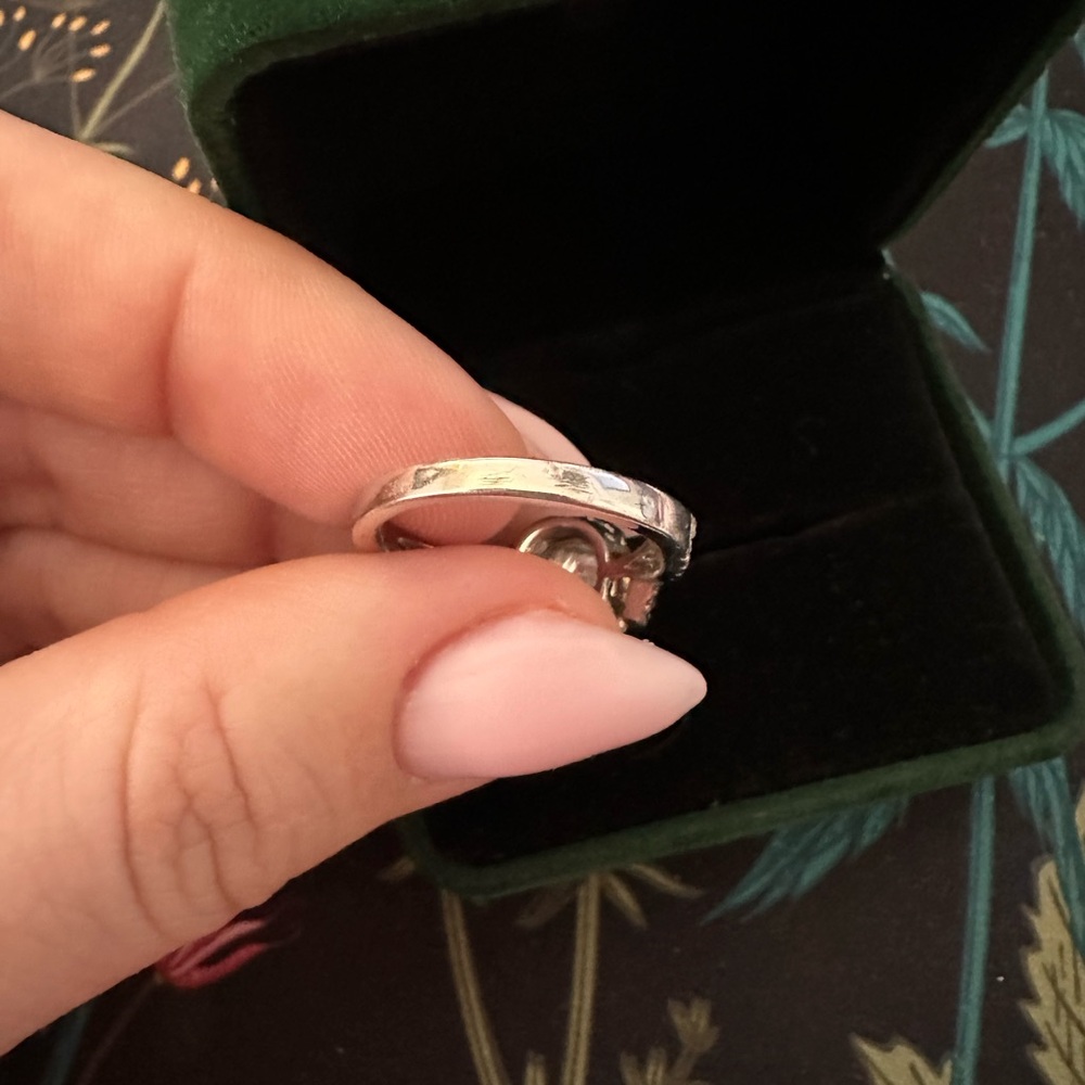 Oval Moissanite Ring Halo Engagement Ring - Picture 4 of 4